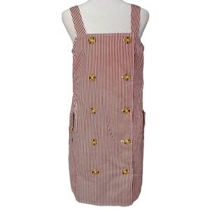 C/MEO Collective Revolve Follow Me Overall Dress Red PinStriped Cotton Size M